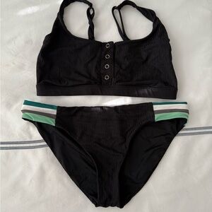 BECCA Black and Green Bikini Set